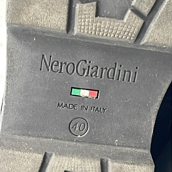 Nero Giardini Cocco Mock Croc Combat Booties Black Embossed Leather Sz 40 - Picture 11 of 13